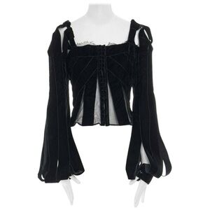 Yves Saint Laurent Black Blouse with Unique Sleeve Design